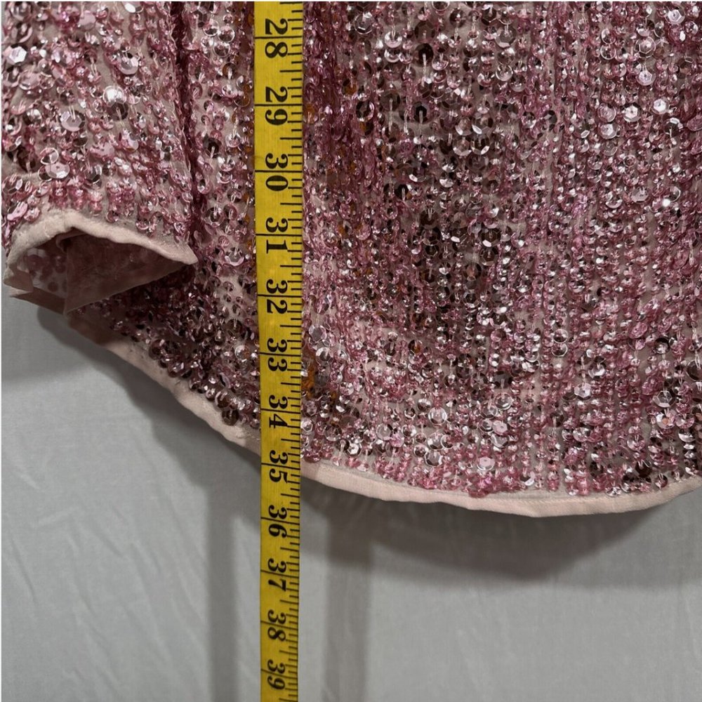 NWT $298 Mac Duggal‎ [ 12 ] Sequin Cocktail Slip Mini Dress Raspberry Pink Q592 - Picture 5 of 16